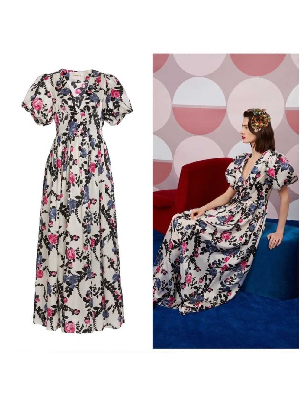 La DoubleJ, Floral Maxi Dress, Puff Sleeve, Vintage Inspired, Statement Piece​​